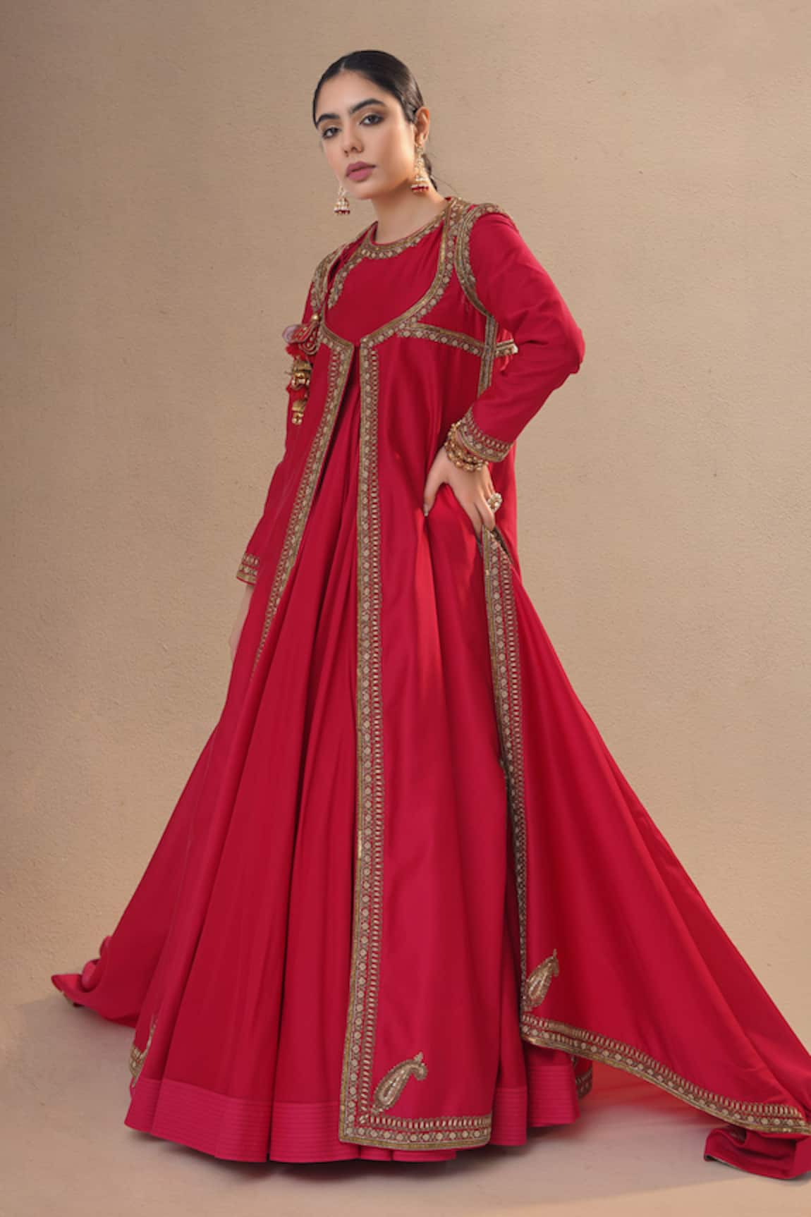 RICHA AHLUWALIA Zardozi Embroidered Jacket Anarkali Set