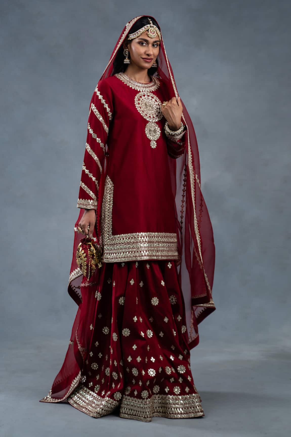 RICHA AHLUWALIA Gota Patti Zardozi Embroidered Buti Sharara Set