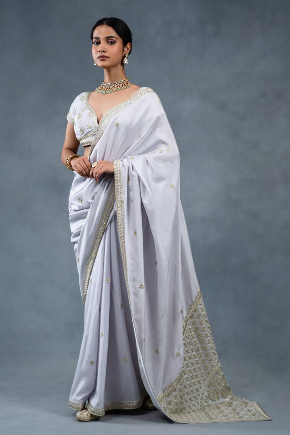 RICHA AHLUWALIA Gota Patti Hand Embroidered Saree & Padded Blouse