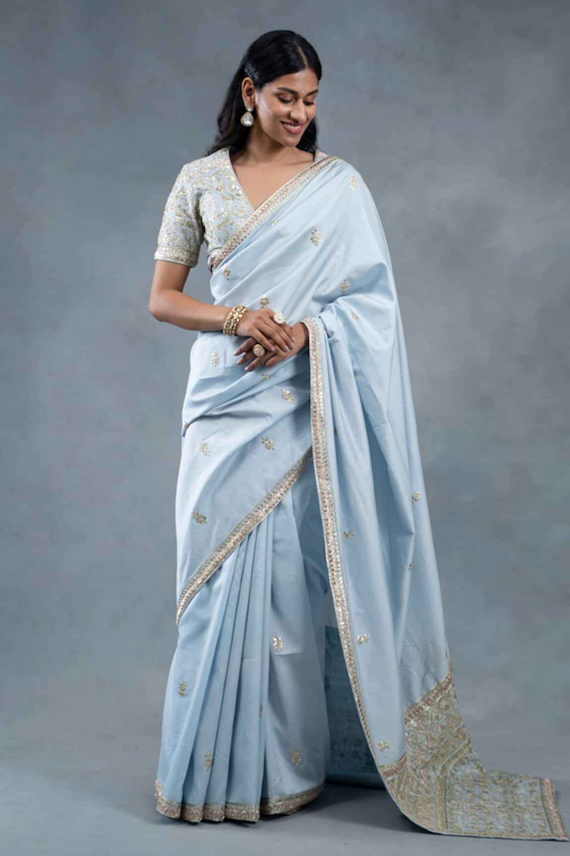 RICHA AHLUWALIA Gota Patti Chanderi Saree & Padded Blouse