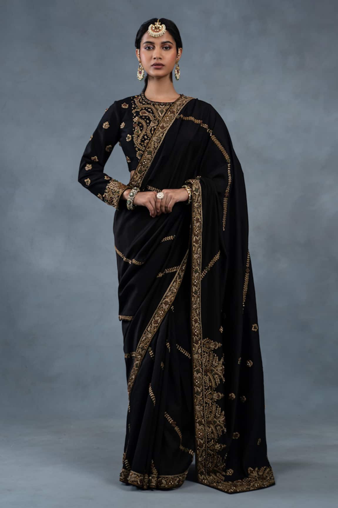 RICHA AHLUWALIA Chanderi Zardozi Hand-Embroidered Saree & Blouse