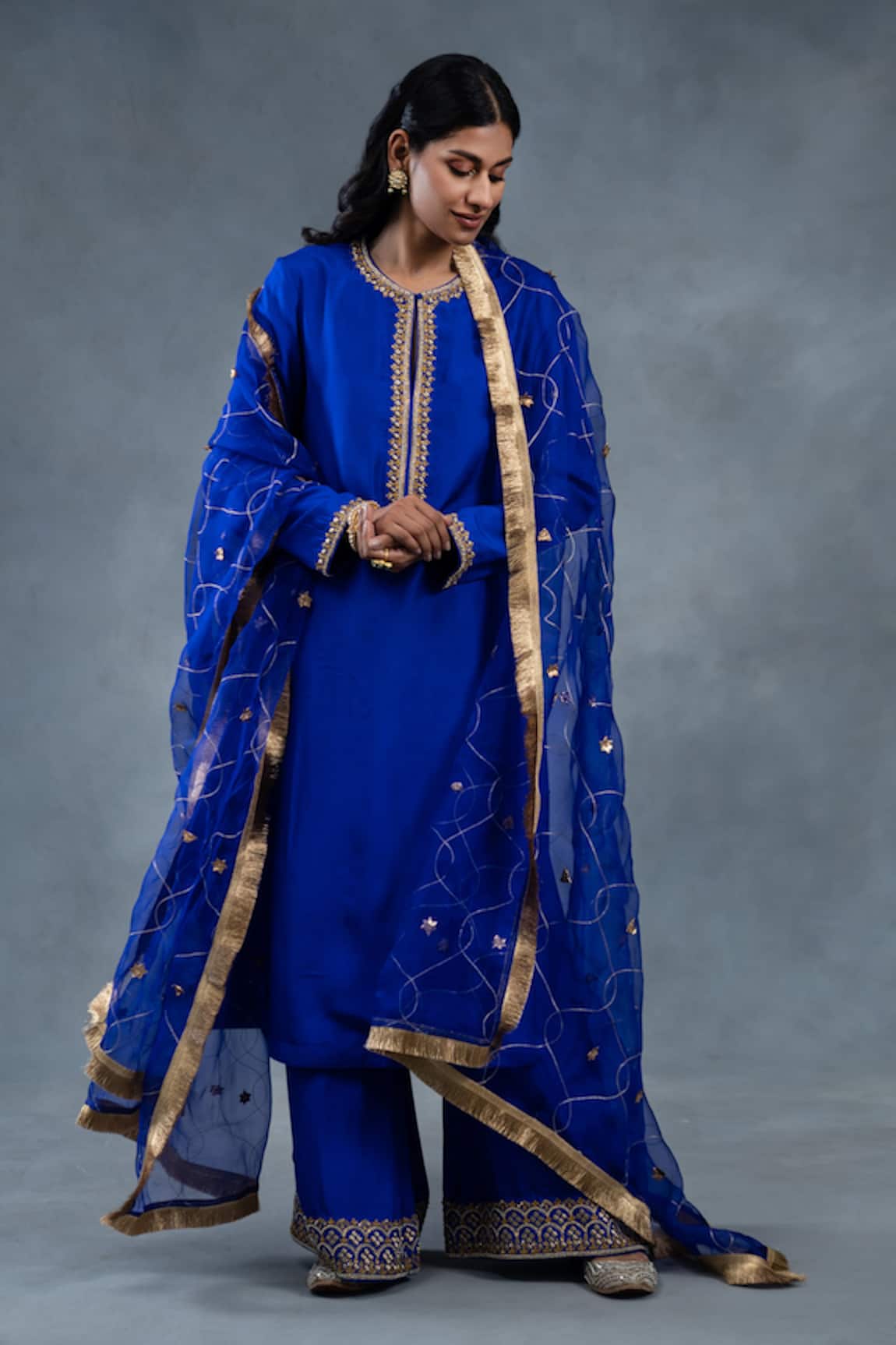 RICHA AHLUWALIA Zardozi Embroidered Kurta & Gota Work Dupatta Set