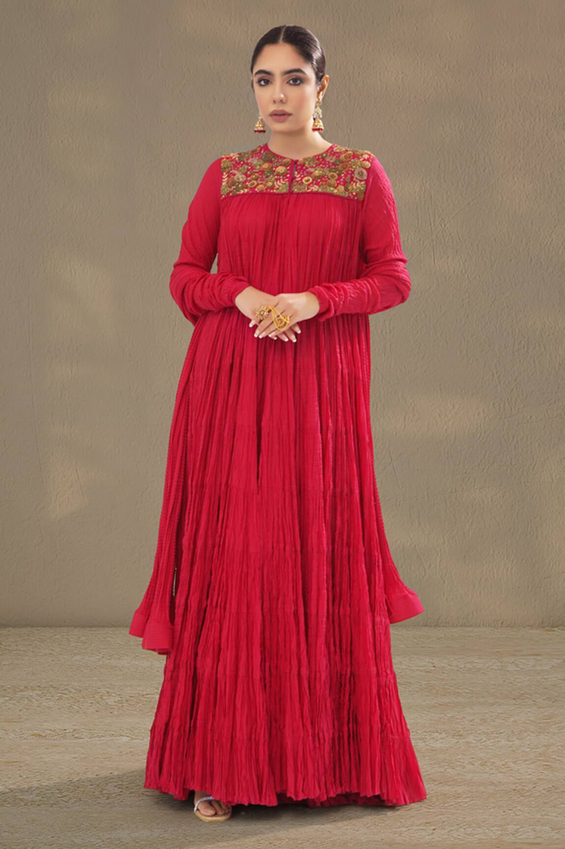 RICHA AHLUWALIA Crinkled Mulmul Jalabiya With Zardozi Yoke