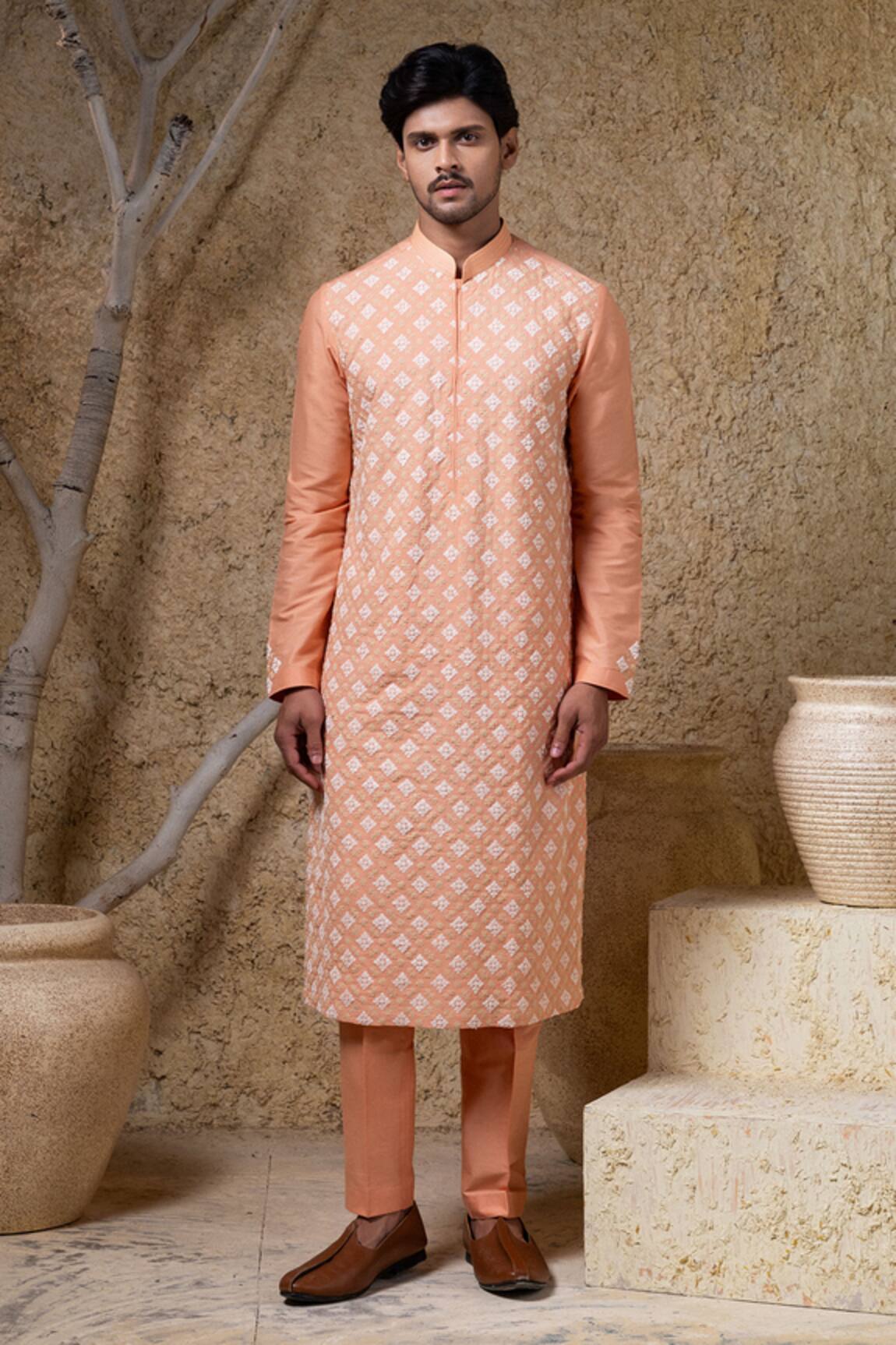 Darshika Menswear Coral Embroidered Kurta Set 