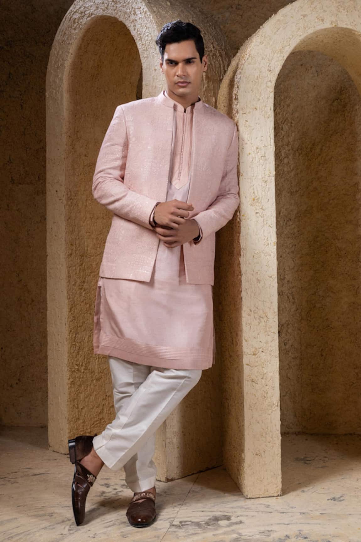 Darshika Menswear Embroidered Bandhgala & Kurta Set 