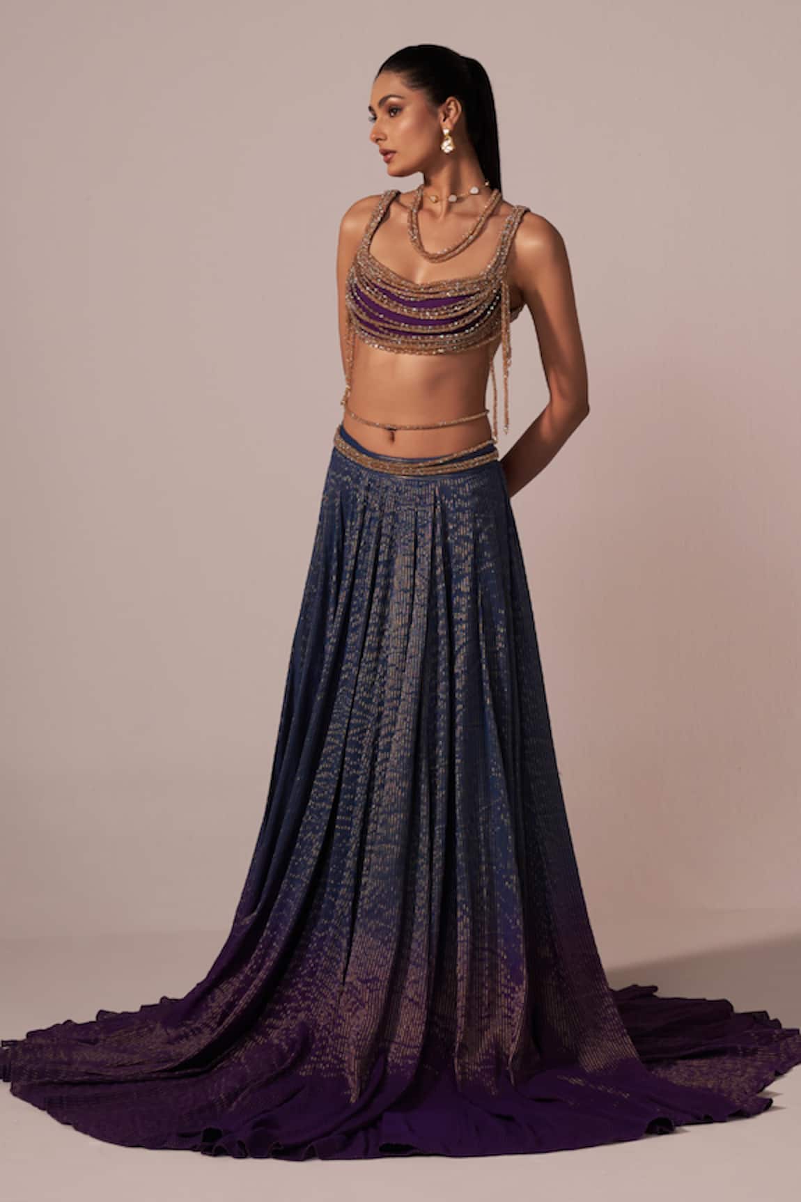 Jyoti Sachdev Iyer Silk Chanderi Embroidered Lehenga With Blouse