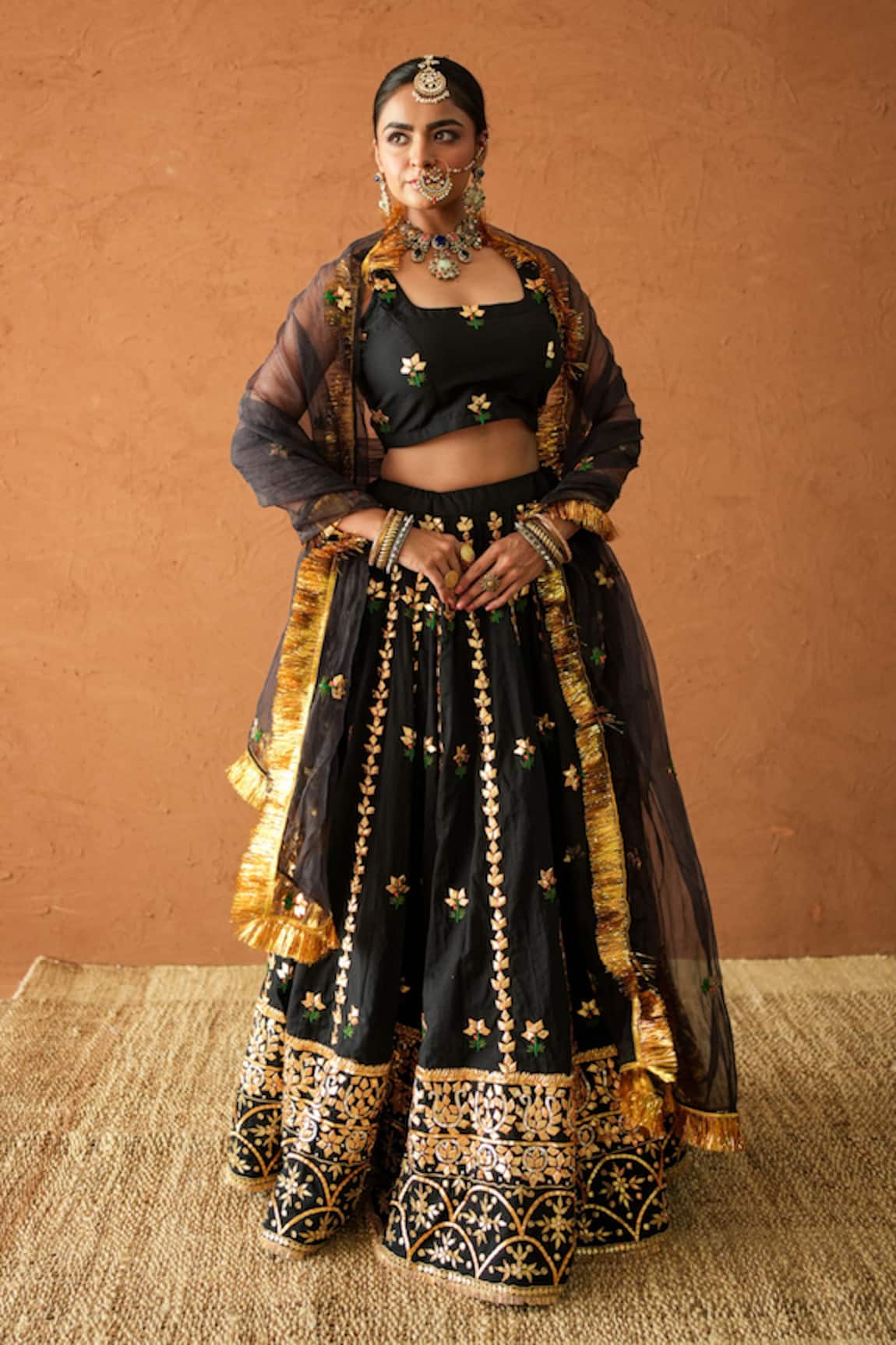 Gulabo Jaipur Devika Black Embroidered Lehenga Set 
