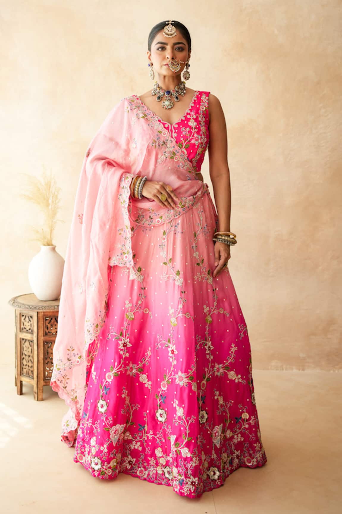 Gulabo Jaipur Aishwarya Peach Embroidered Lehenga Set