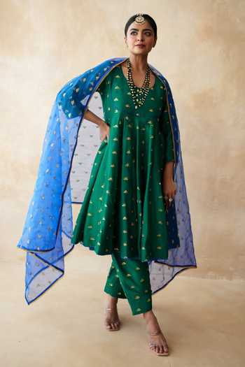 Gulabo Jaipur Riza Green Embroidered Anarkali Set 