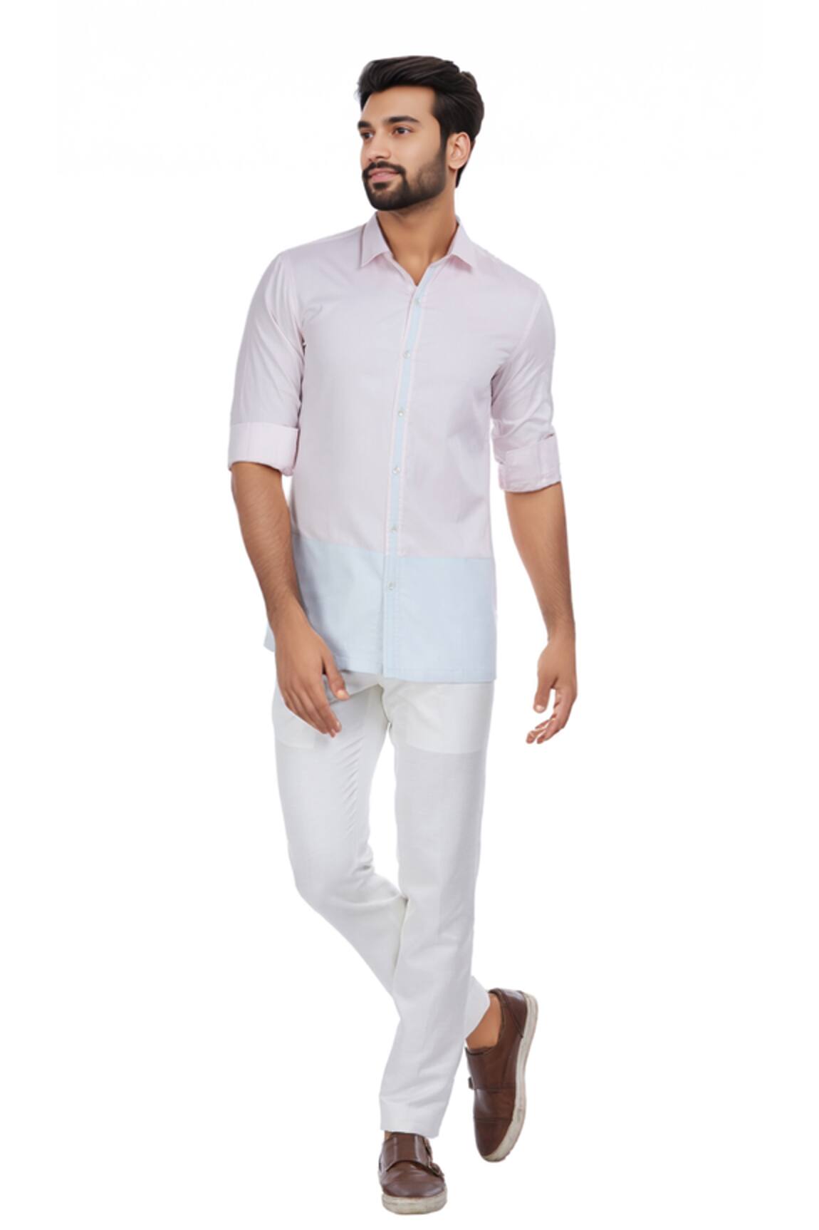 Mapxencars Color Block Ctton Shirt