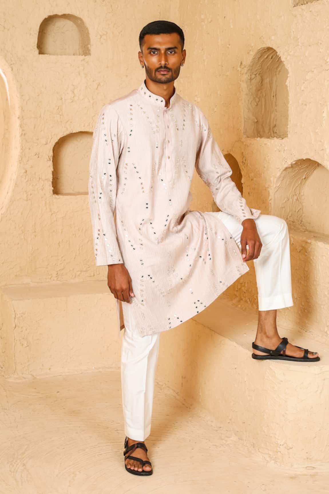 Chatenya Mittal Mirror Work Embroidered Kurta & Pant Set