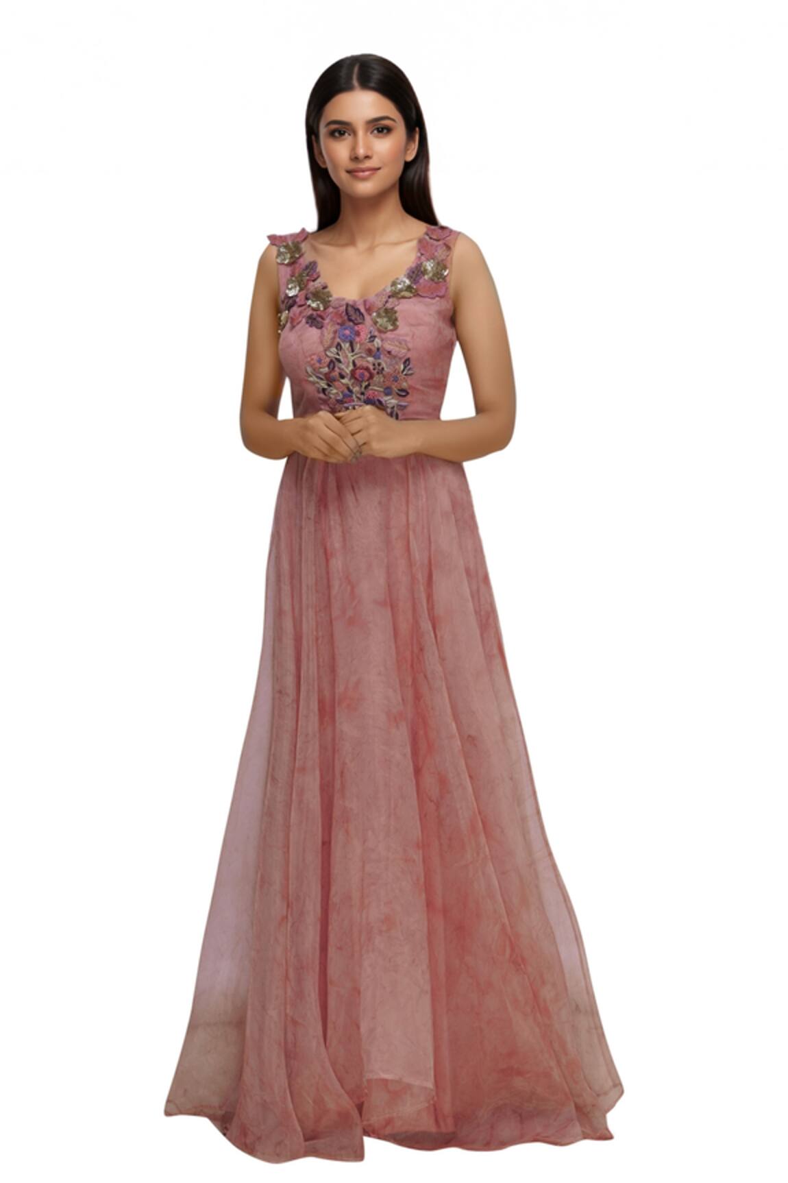 Aharin India Embroidered Gown