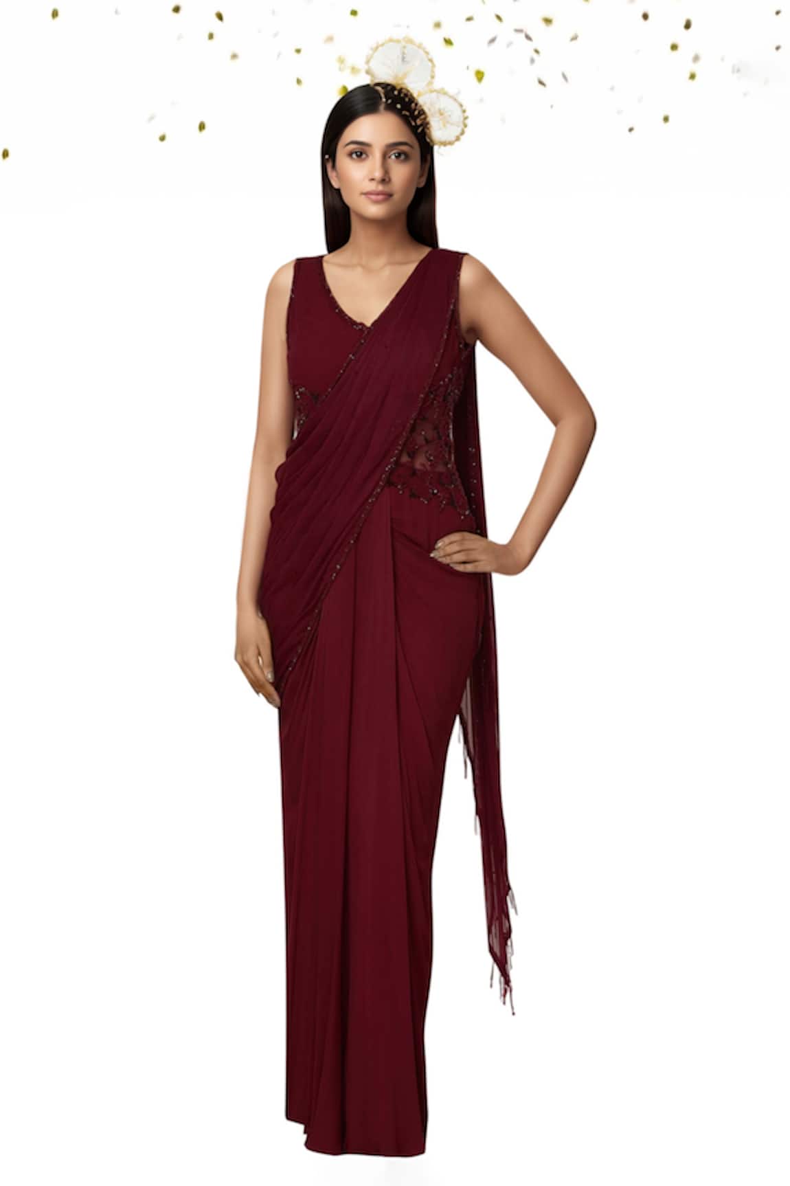 Arpan Vohra Embellished Pre-Draped Saree