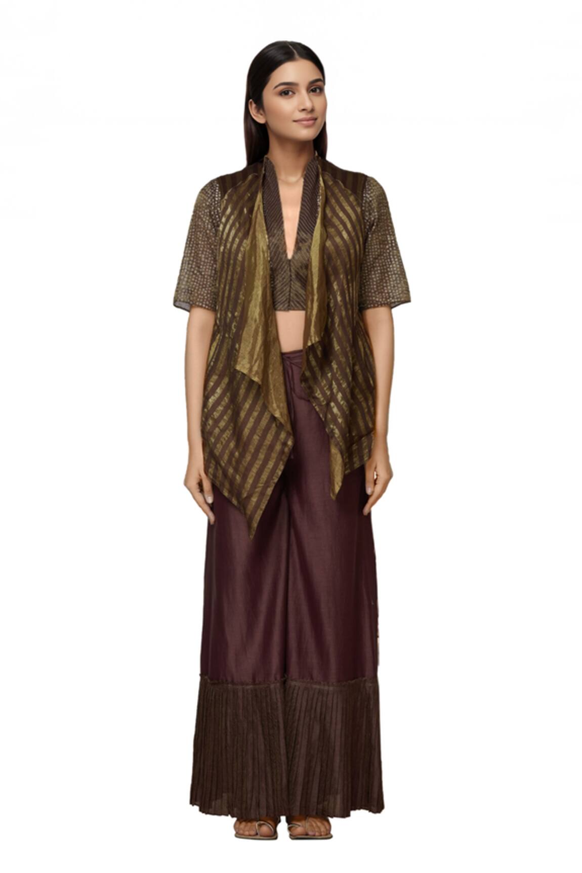 Urvashi Kaur Striped Woven Reversible Handkerchief Jacket