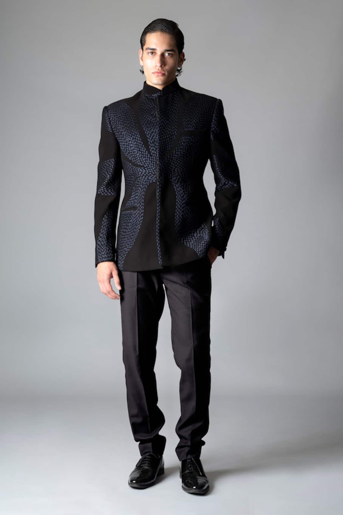 Vivek Patel Silva Floral Embroidered Bandhgala & Trouser Set