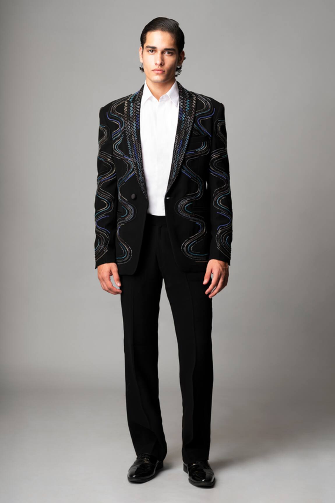 Vivek Patel Marko Wavy Hand Embroidered Blazer & Trouser Set