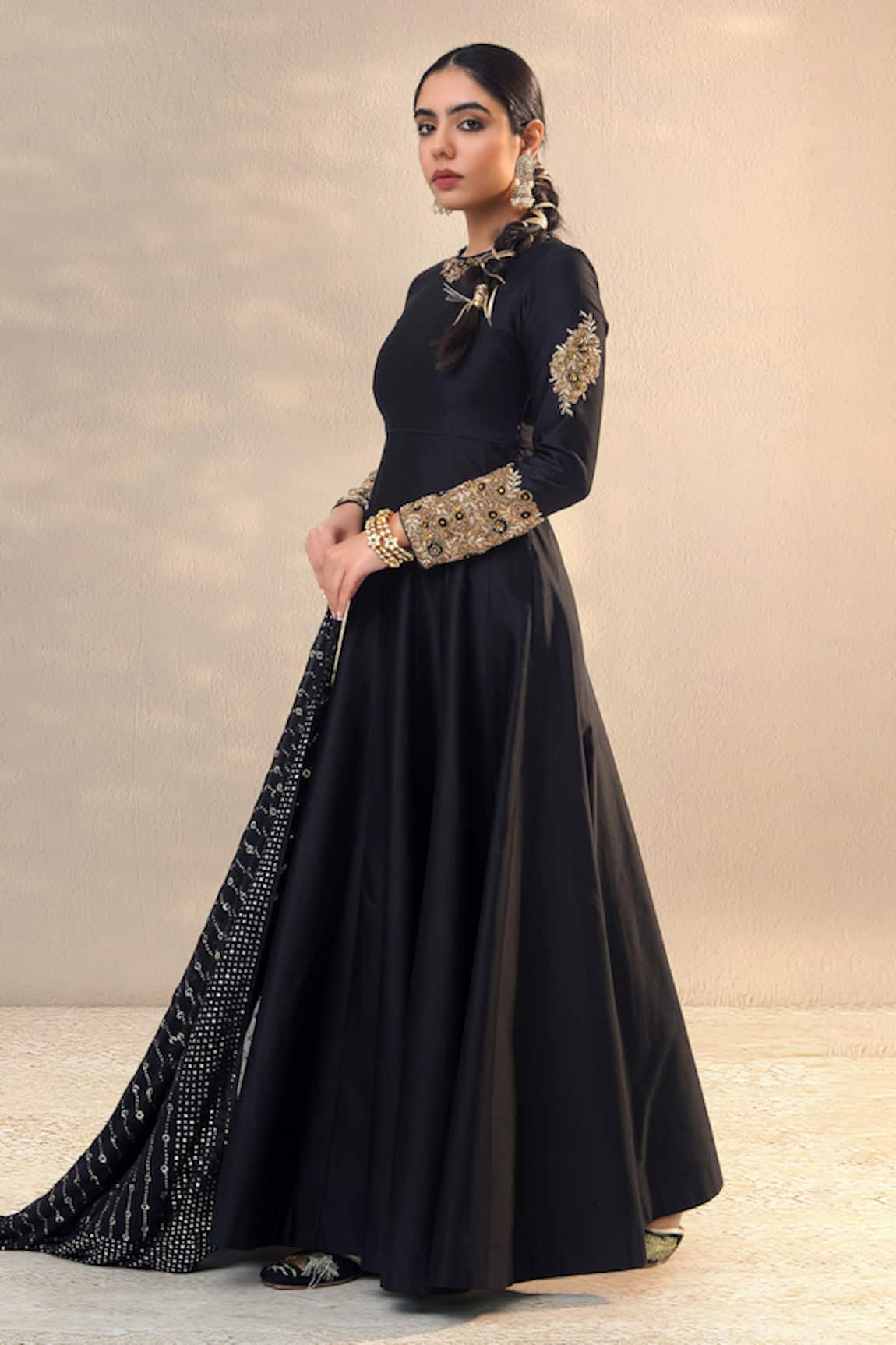 RICHA AHLUWALIA Chanderi Zardozi & Thread Embroidered Anarkali Set