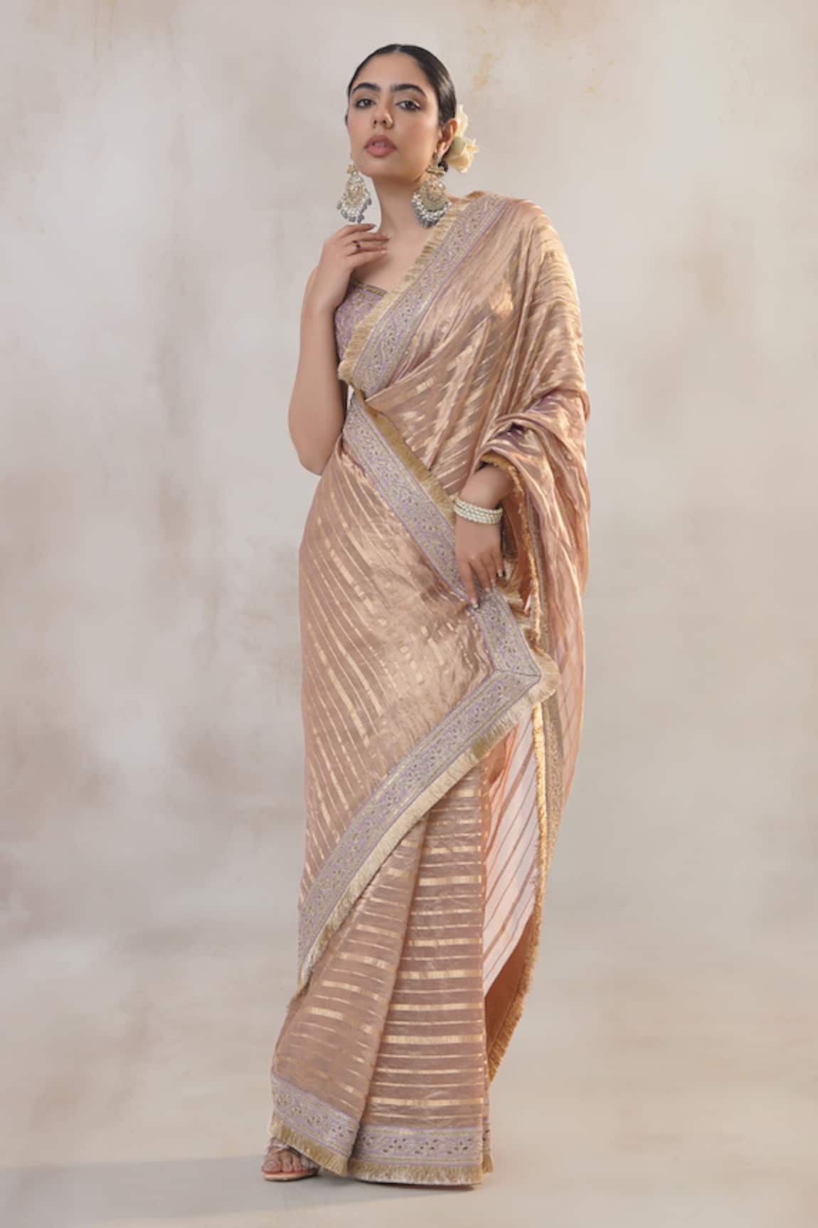 RICHA AHLUWALIA Banarasi Stripe Tissue Saree & Blouse