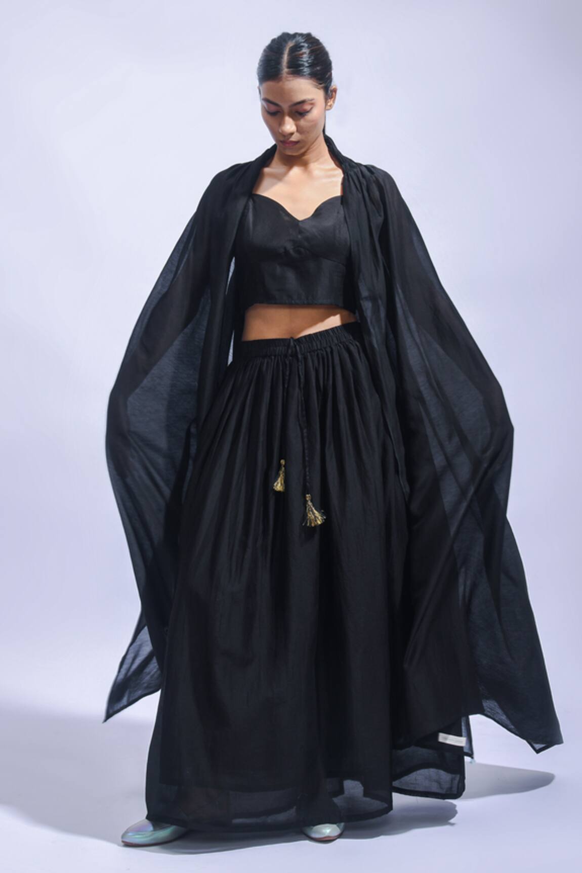 JAYATI GOENKA Noir Rhythm Chanderi Silk Skirt Set