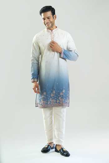 Rng Safawala Ombre Resham & Sequins Embroidered Kurta Set 
