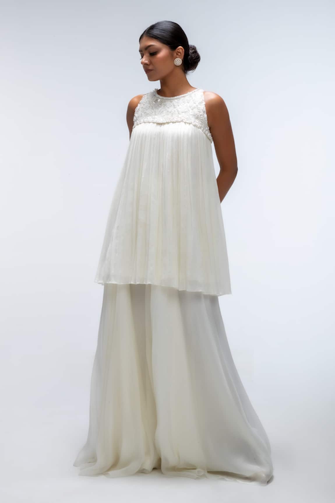 Mirroir Embellished Peplum Kurta & Sharara Set