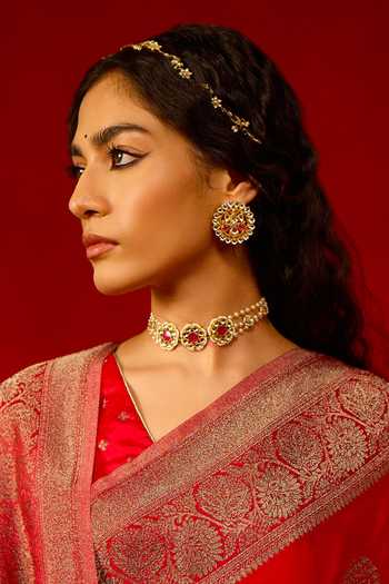 MAISARA JEWELRY Pachi Kundan & Pearl Choker 