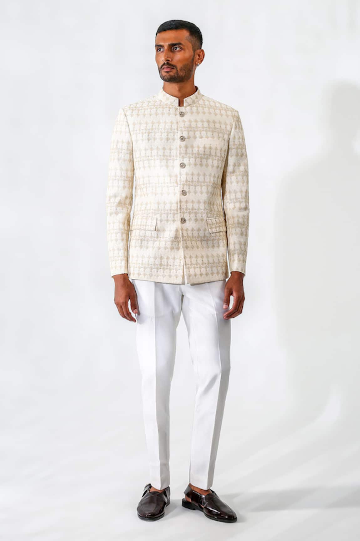 Chatenya Mittal Geometric Pattern Bandhgala & Pant Set