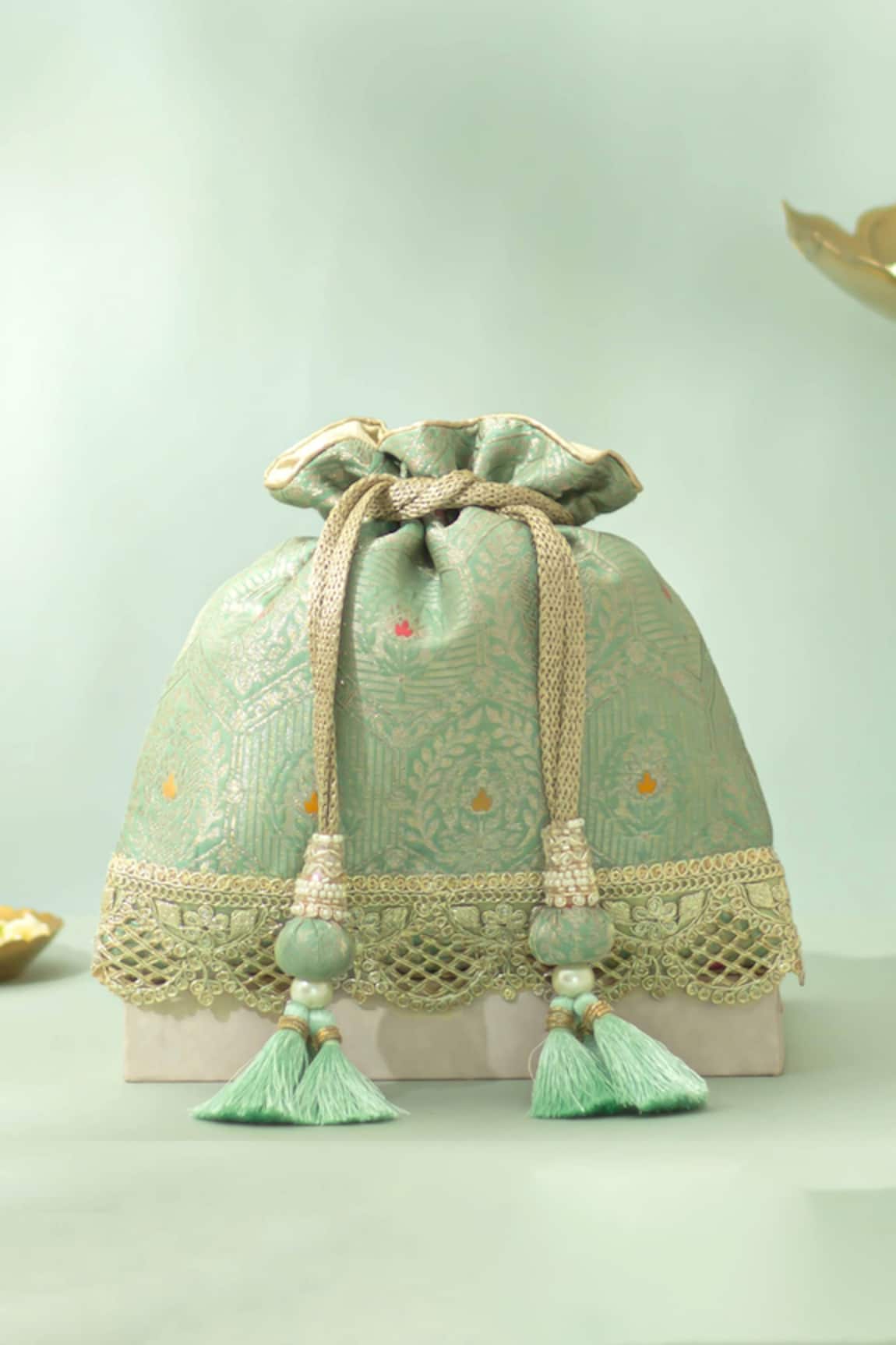 Amyra Ruva Katan Silk Woven Potli Bag