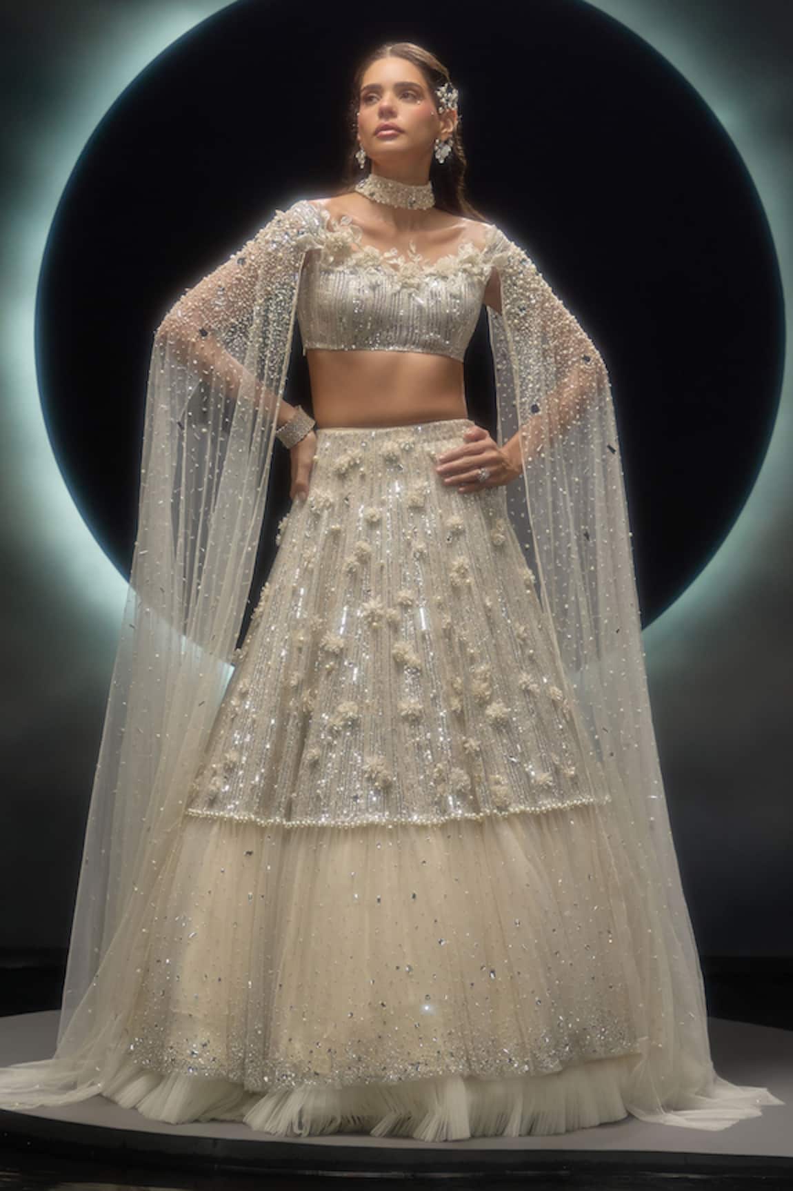 Couture By Niharika Veilora Hand Embroidered Lehenga With Bustier
