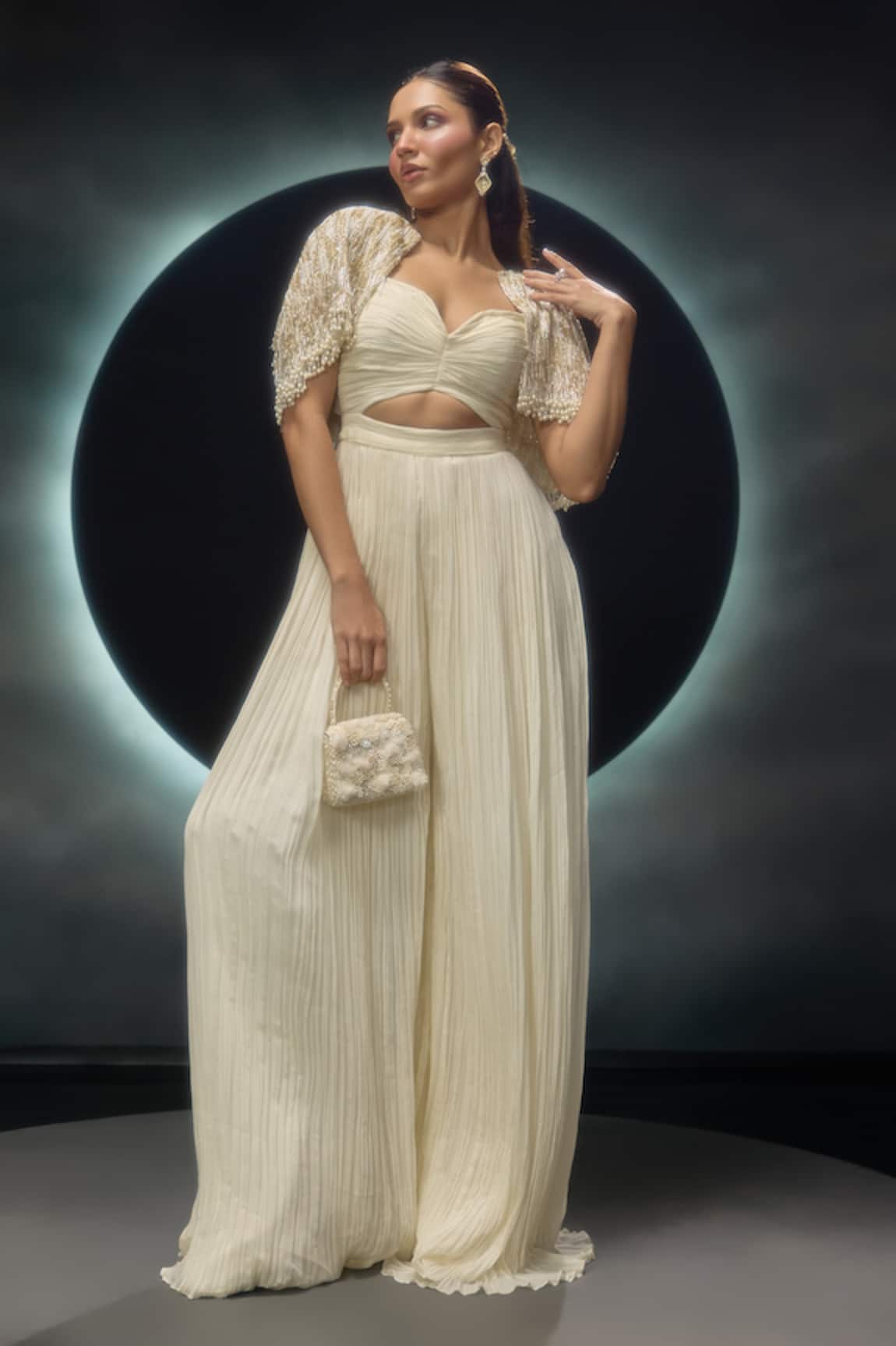 Couture By Niharika Ivora Hand Embroidered Jumpsuit With Cape