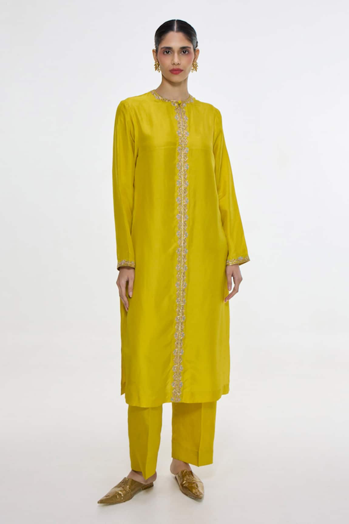 Ekaya Banaras Handwoven Mustard Kurta & Pant Set