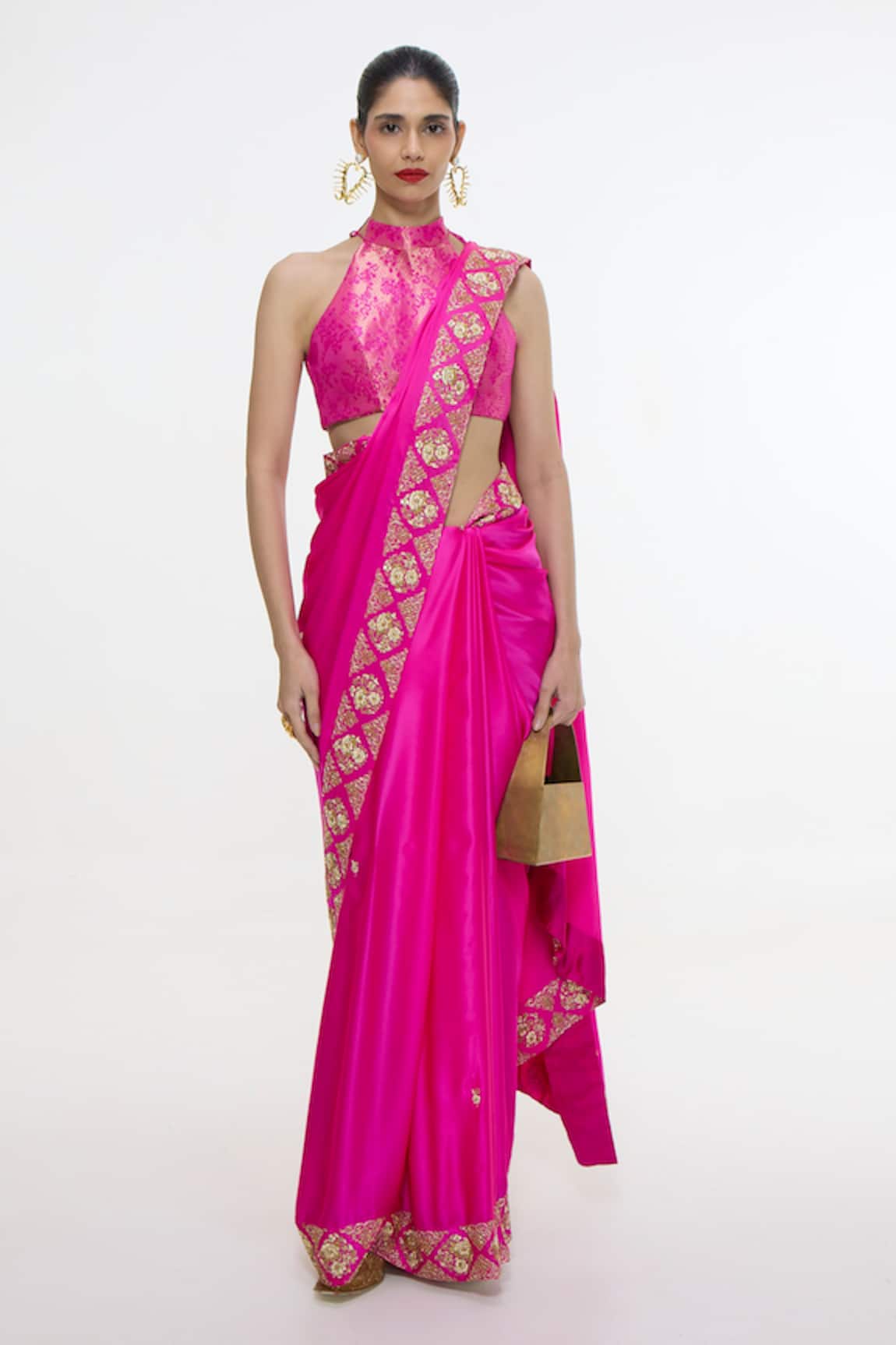 Ekaya Banaras Handwoven Mashroo Silk Saree With Running Blouse