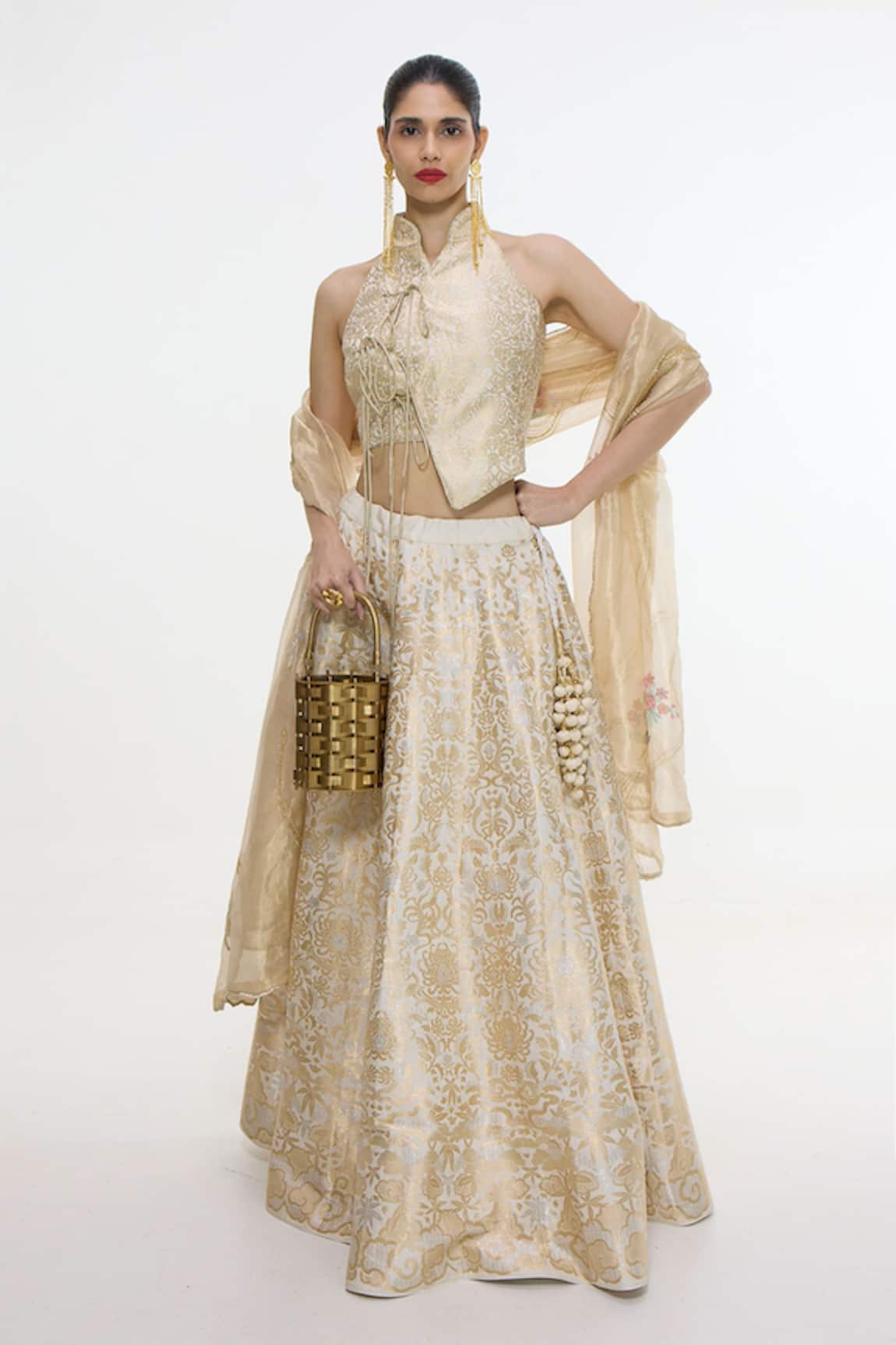 Ekaya Banaras Handwoven Silk Lehenga Set With Unstitched Blouse Piece