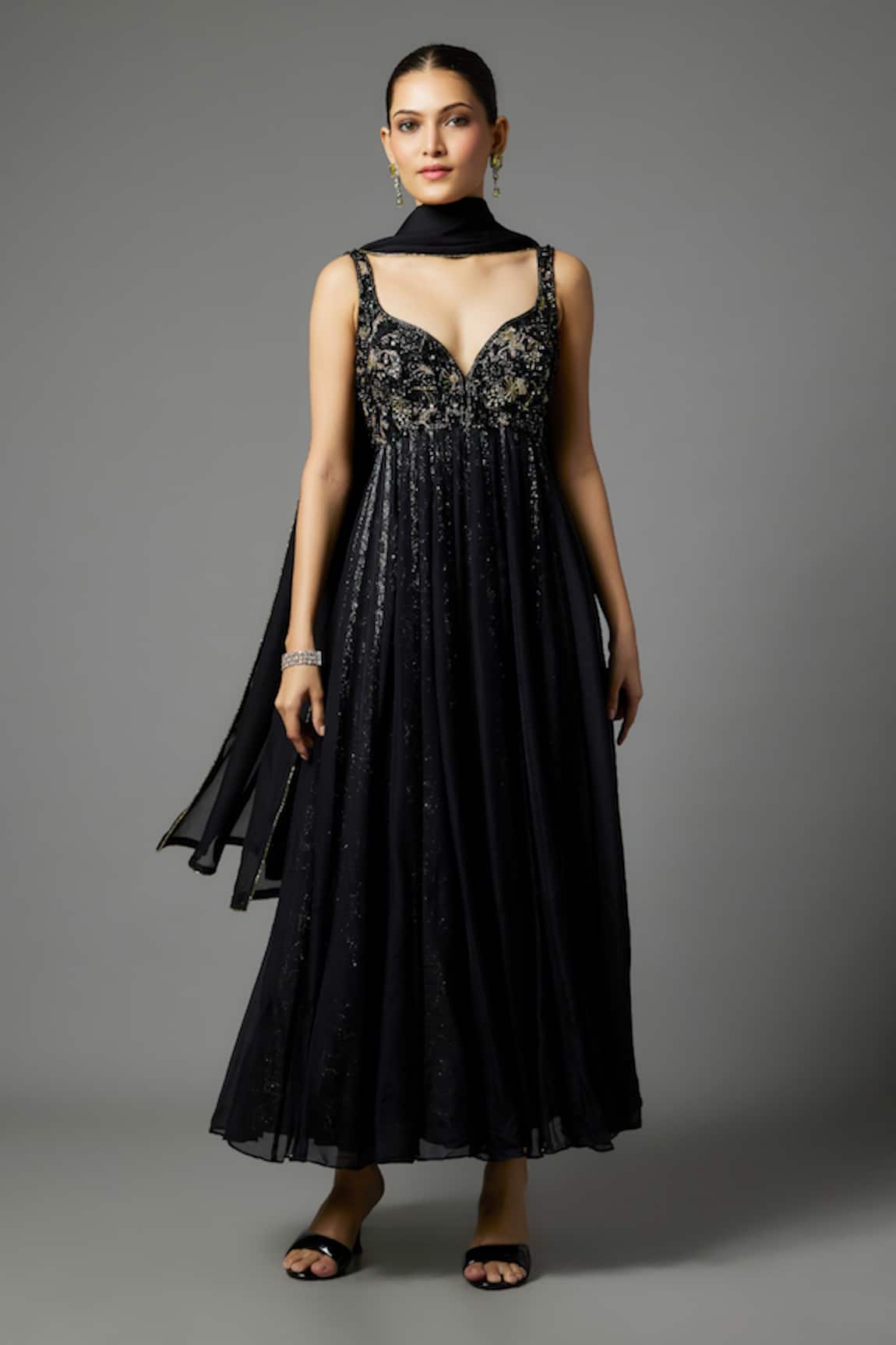 Krishna Padia Hand Embroidered Bodice Anarkali Set