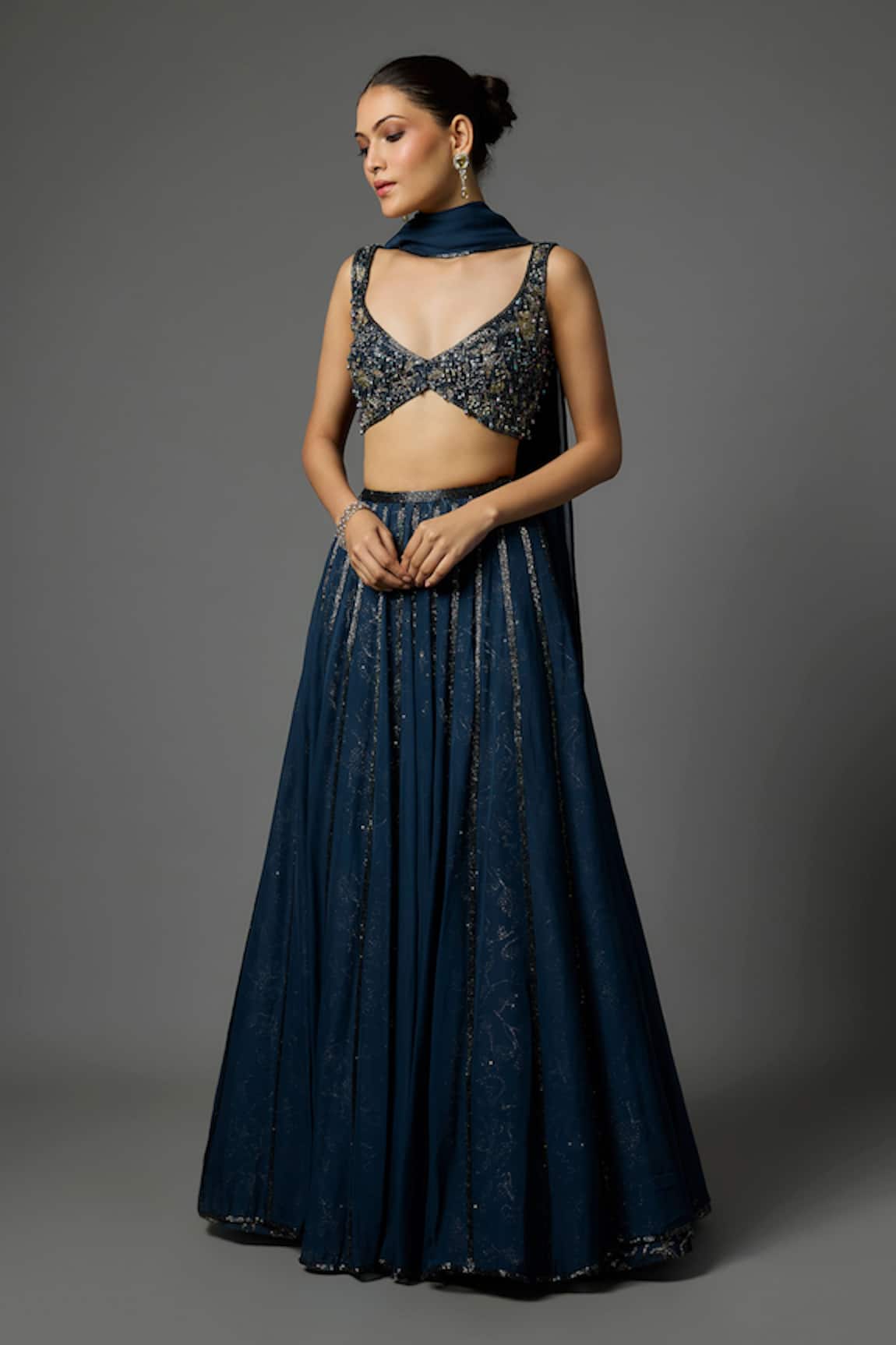 Krishna Padia Hand Embroidered Blouse Lehenga Set