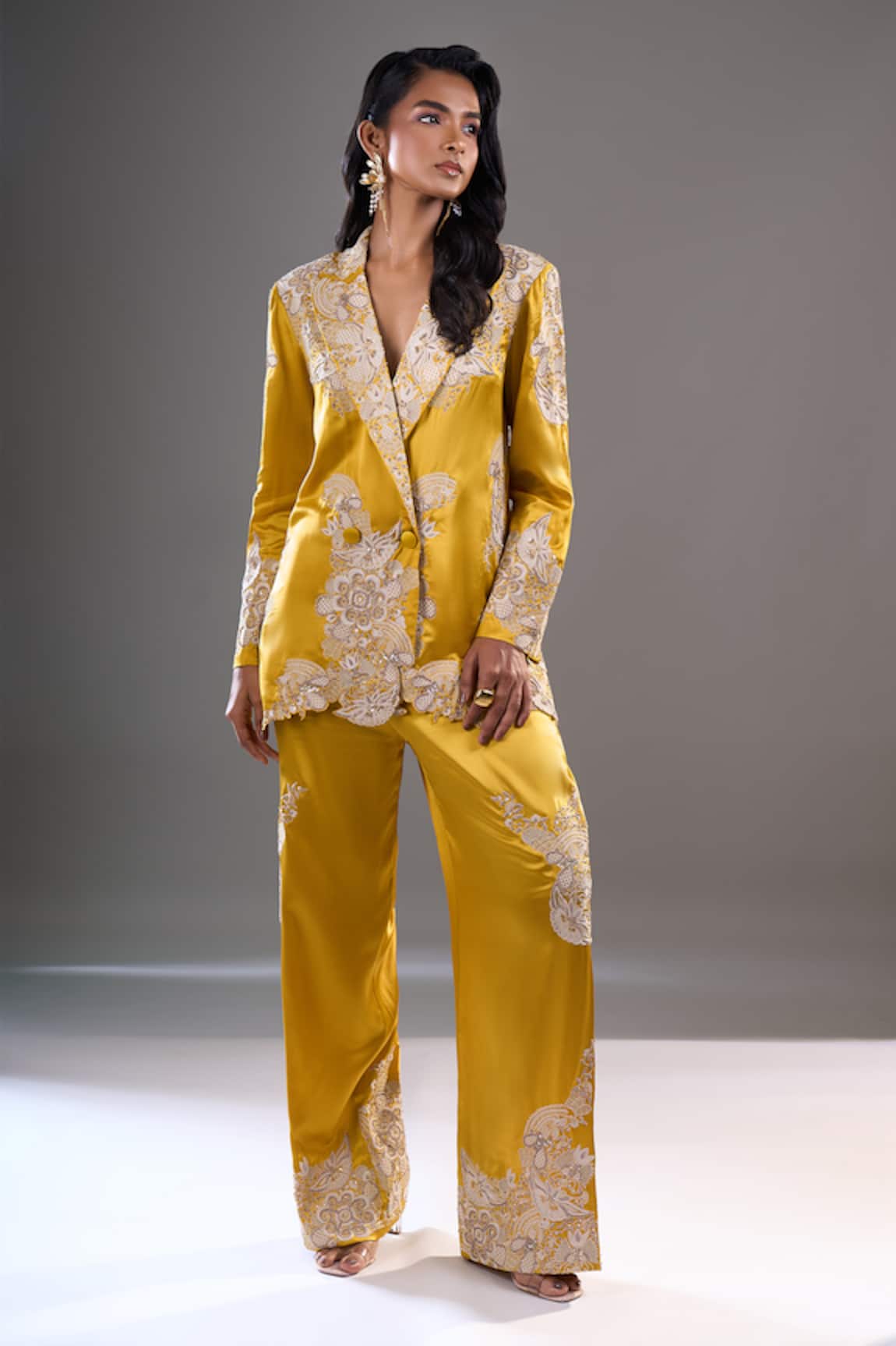 Anamika Khanna Floral Embroidered Blazer & Pant Set