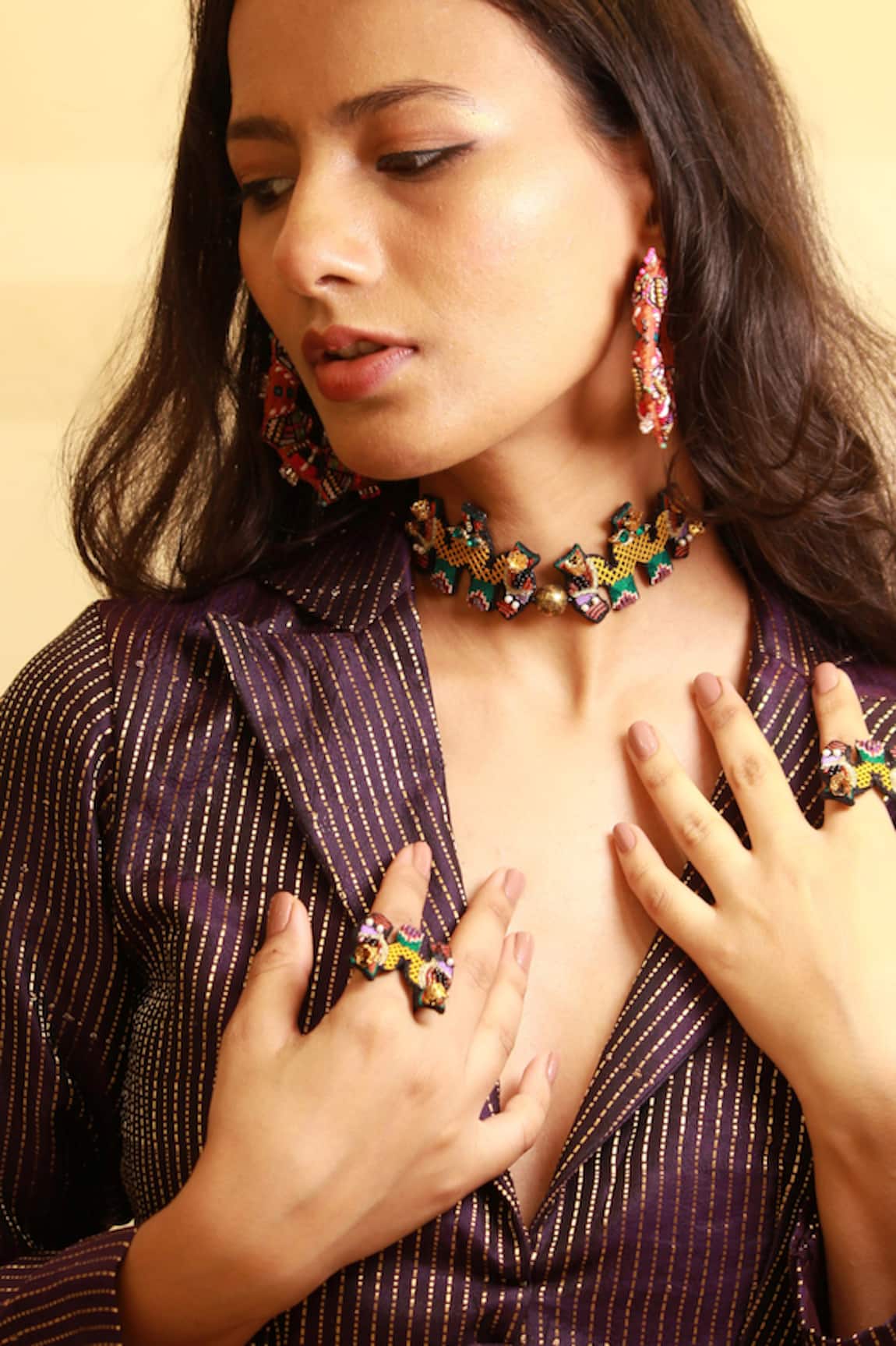 NAKHREWAALI Drama Queen Hand Embroidered Choker 