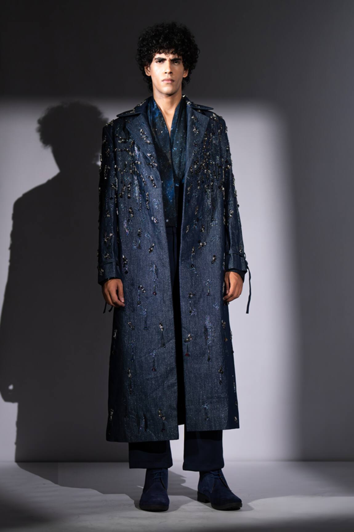 Nikita Mhaisalkar Star Embroidered Denim Trench Jacket 