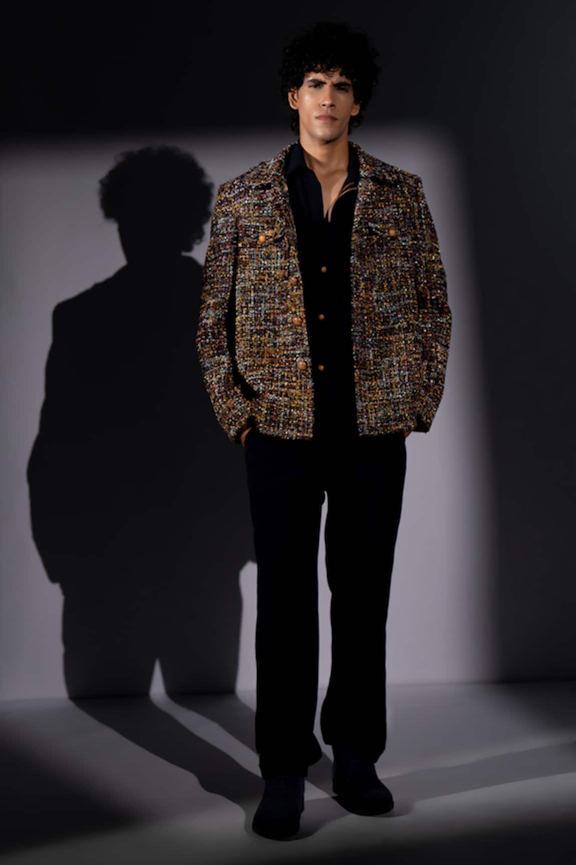 Nikita Mhaisalkar Multi Color Tweed Bomber Jacket 