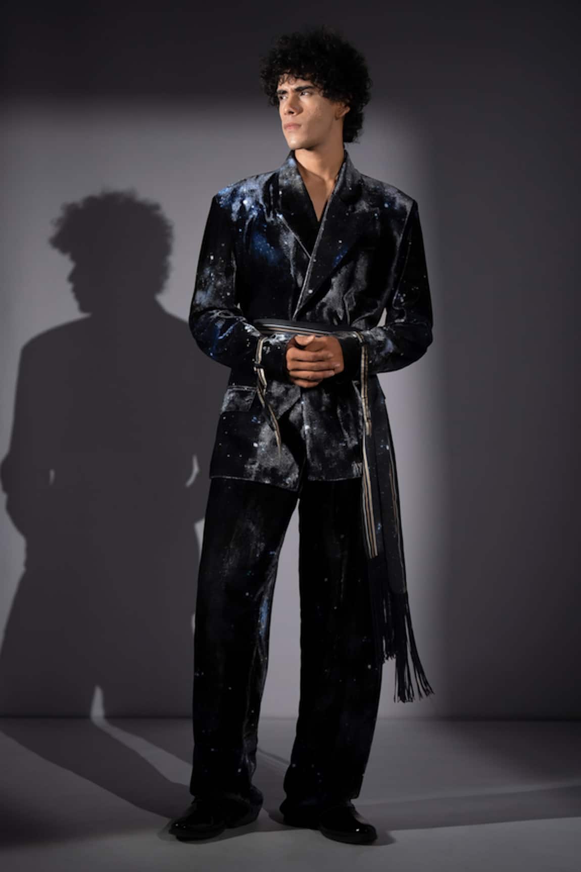 Nikita Mhaisalkar Galaxy Print Velvet Suit & Pant Set