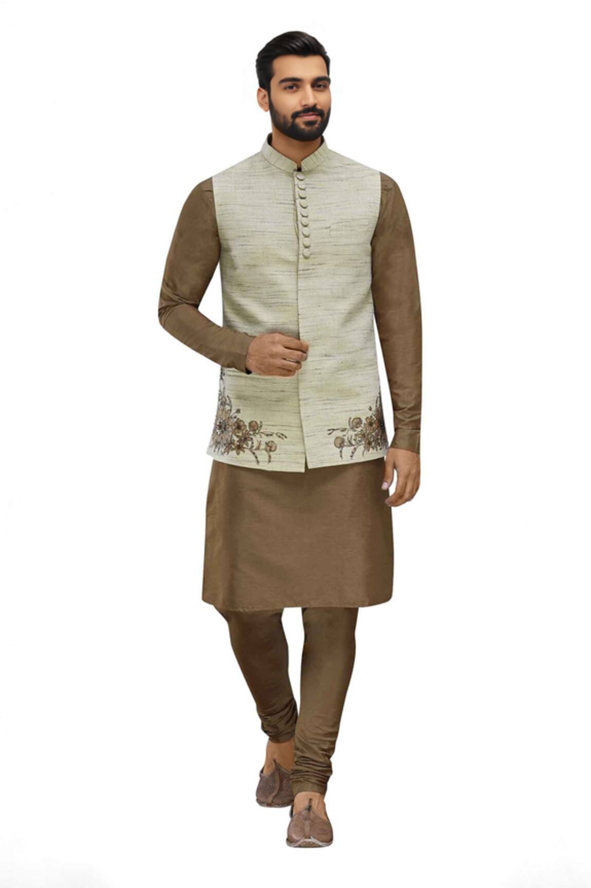 Manish Nagdeo Cotton Silk Bundi Kurta Set