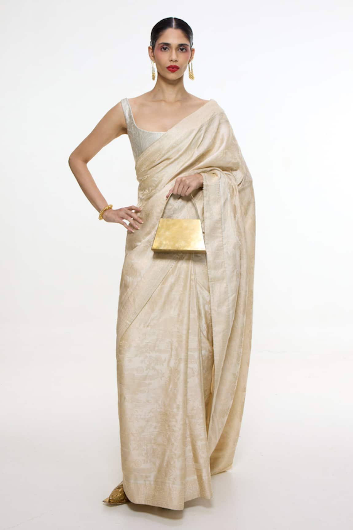 Ekaya Banaras Handwoven Kadhwa Banarasi Saree With Running Blouse
