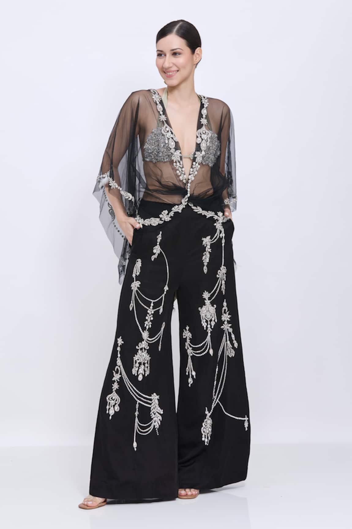 Dilnaz Draped Stone Embellished Kaftan
