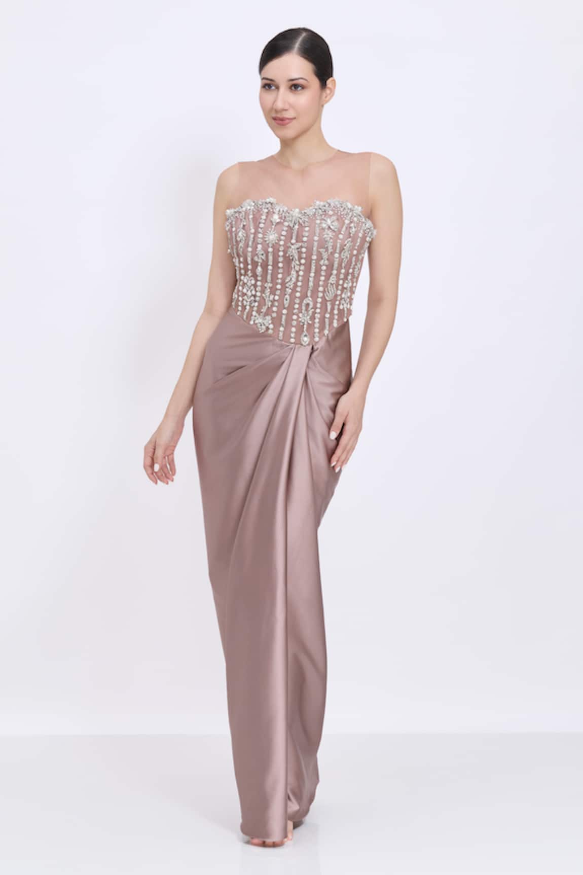 Dilnaz Stone Line Embroidered Gown