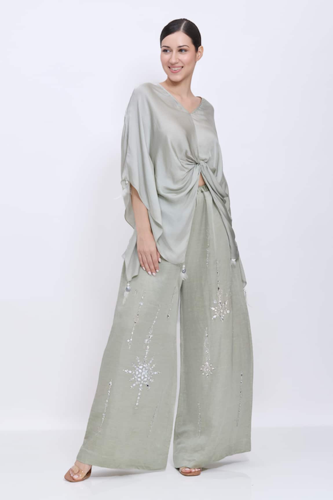 Dilnaz Snowflake Hand Embroidered Palazzo