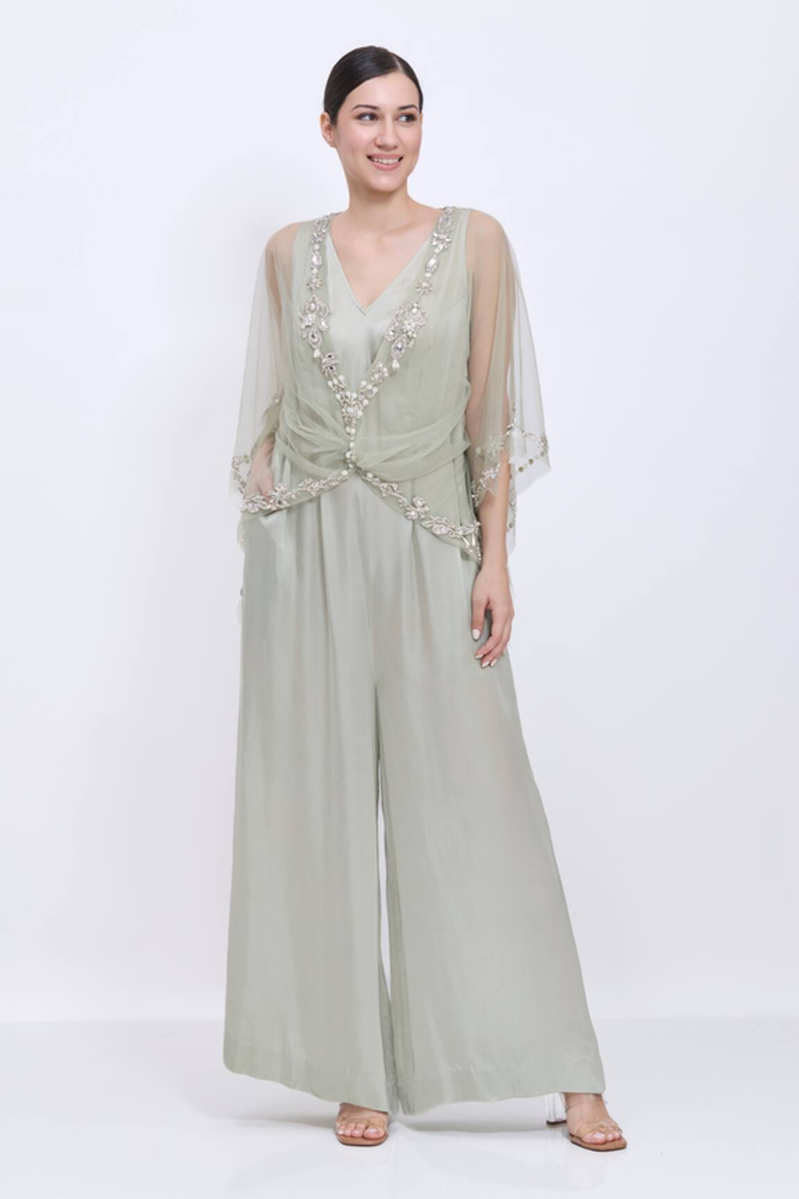 Dilnaz Embroidered Kaftan & Jumpsuit Set