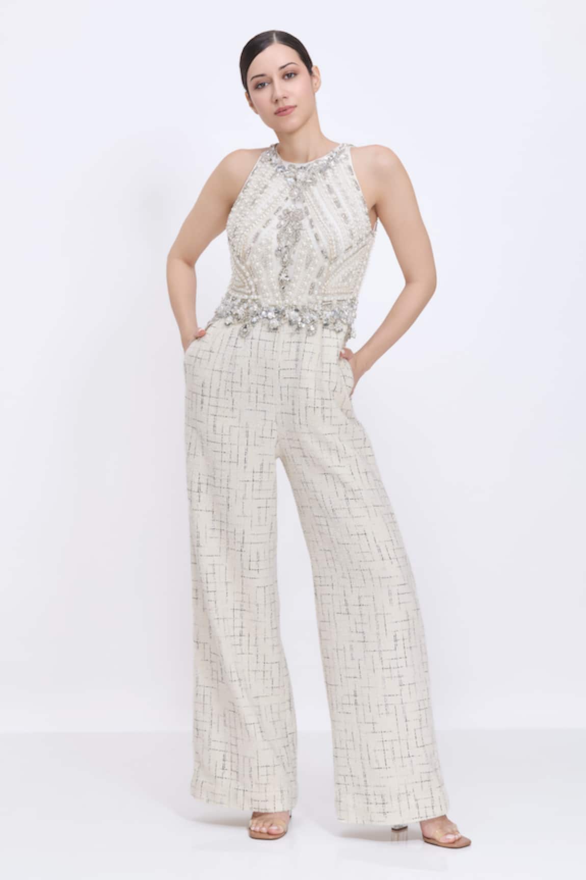 Dilnaz Pearl Hand Embroidered Jumpsuit