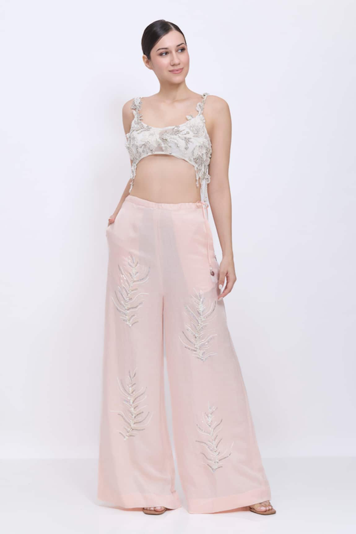 Dilnaz Satin Flowers Daalis Cutwork Blouse