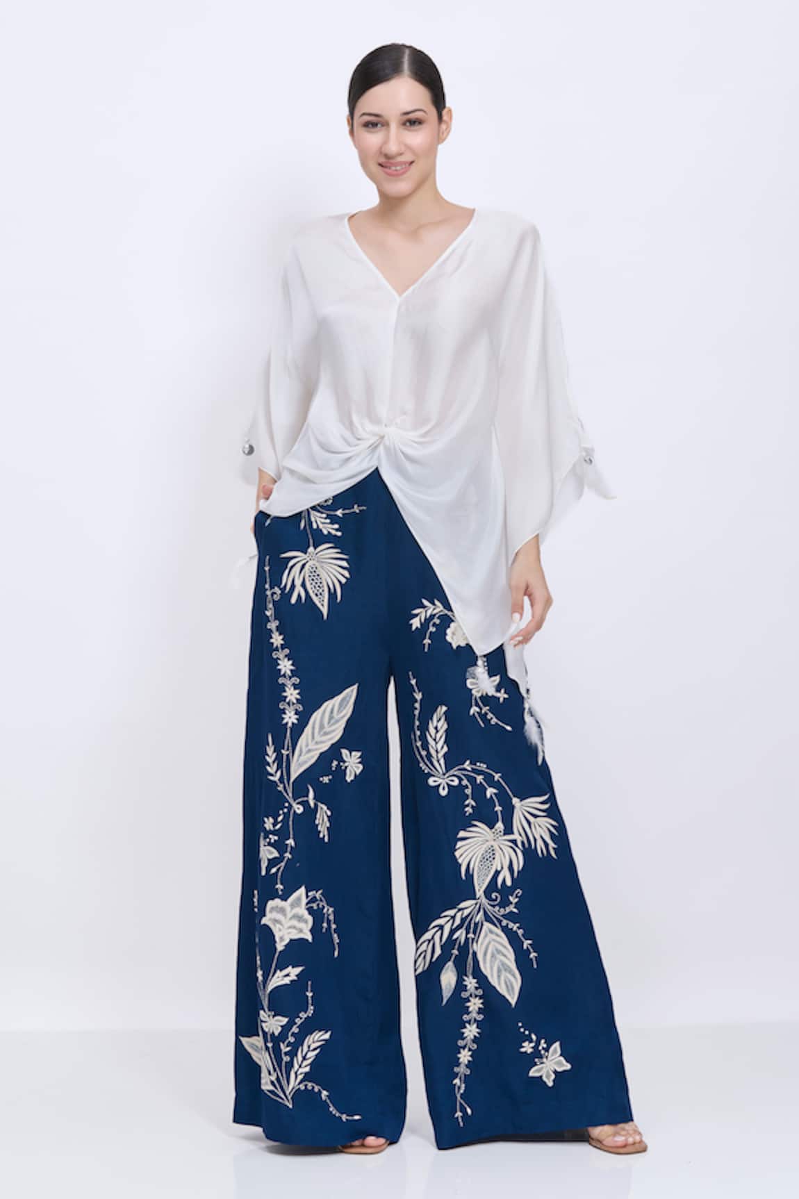 Dilnaz Palm Leaf Machine Embroidered Palazzo