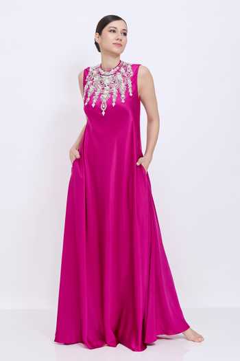 Dilnaz Jewel Neck Bodice Gown